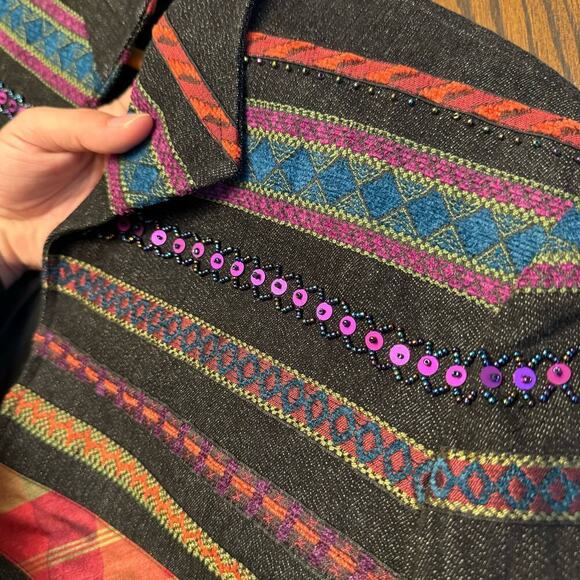 Vintage Y2K Coldwater Creek Jacket Blazer Multicolor Mixed Media Women sz 14 VTG - Picture 7 of 13